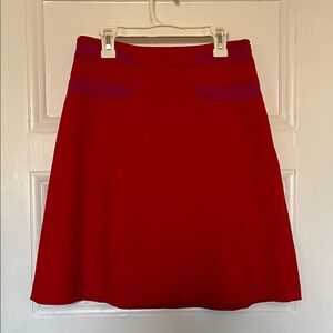 Karen Millen Red and Purple A-Line Skirt